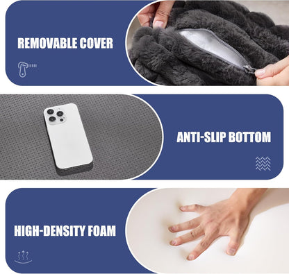 Rectangle Ottoman Memory Foam Footrest for Couch with Removable Cover Large Floor Seating for Adults Ottoman Coffee Table for Living Room, Bedroom or Office (Strip Grey, Footrest)