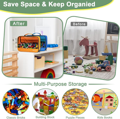 4 PCS Toys Storage Bag, Classic Bricks Building Set Storage Bag, Travel Case for Building Toys, Puzzles