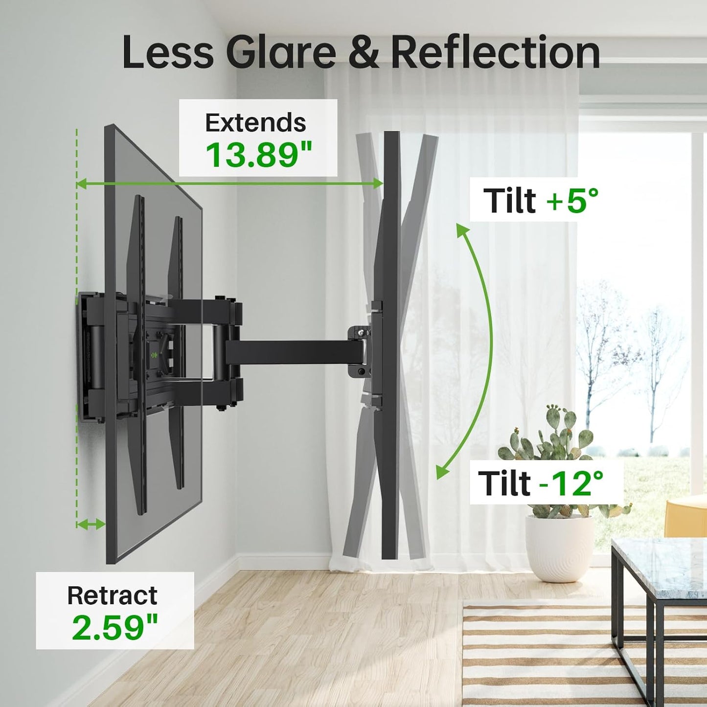 Full Motion TV Wall Mount for Most 32-70 Inch Tvs up to 99 Lbs, Wall Mount Bracket with Dual Articulating Arms, Swivel, Tilt, Max VESA 400X400Mm, TV Mount Fits 12”/16” Wood Studs