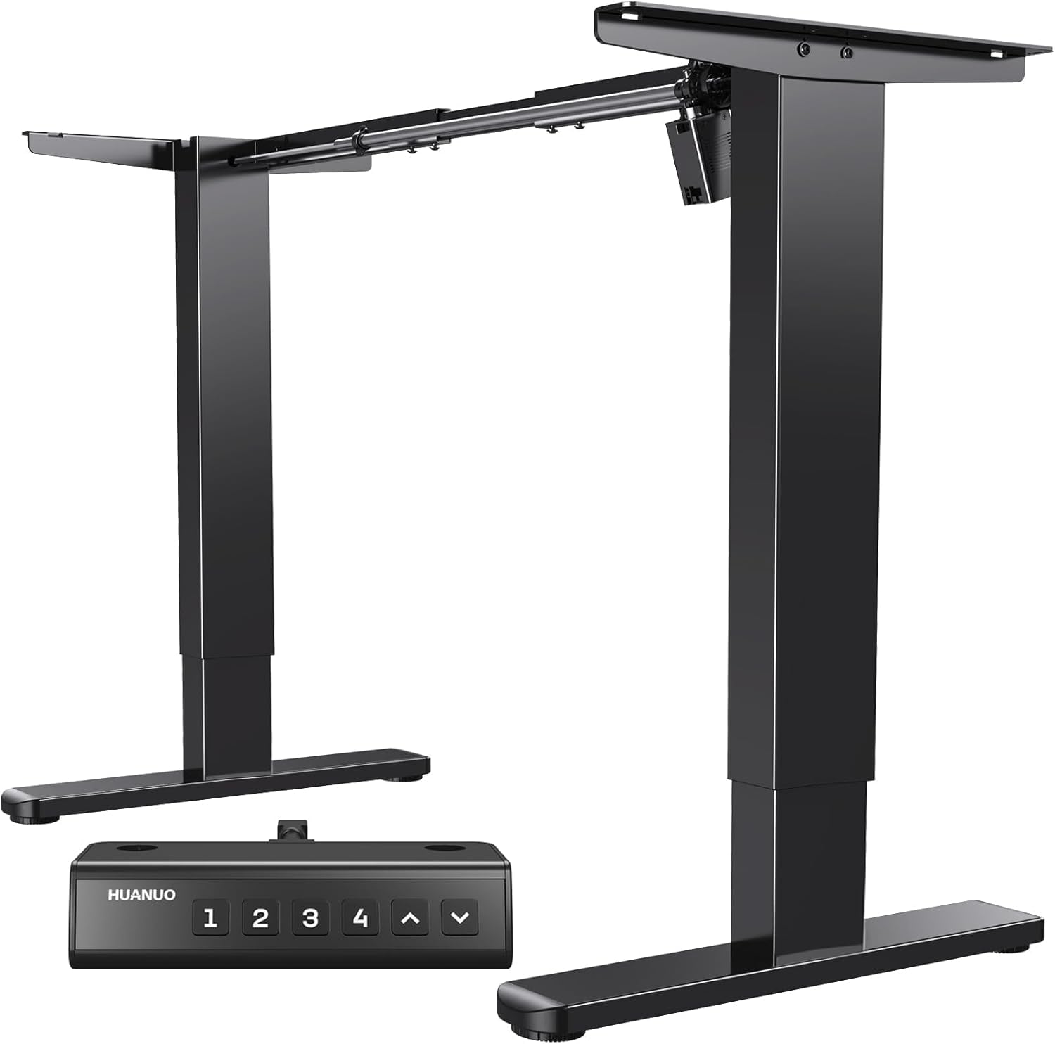 Standing Desk Frame with 220Lbs Powerful Brushless Motor, Thick T-Shaped Adjustable Desk Legs Made of Automotive-Grade Steel, for Max 75″ X 35″ Desktop, for Home Office, Black Frame Only