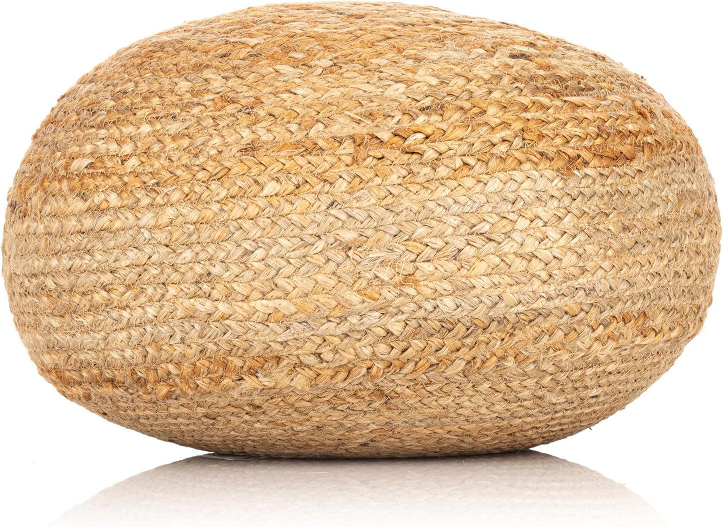 round Pouf Ottoman Footrest, Natural Jute Woven, Boho Pouf, Bohemian Style Casual Seating for Living Room, Bedroom, Patio Decor 19"X 19"X 10.5"