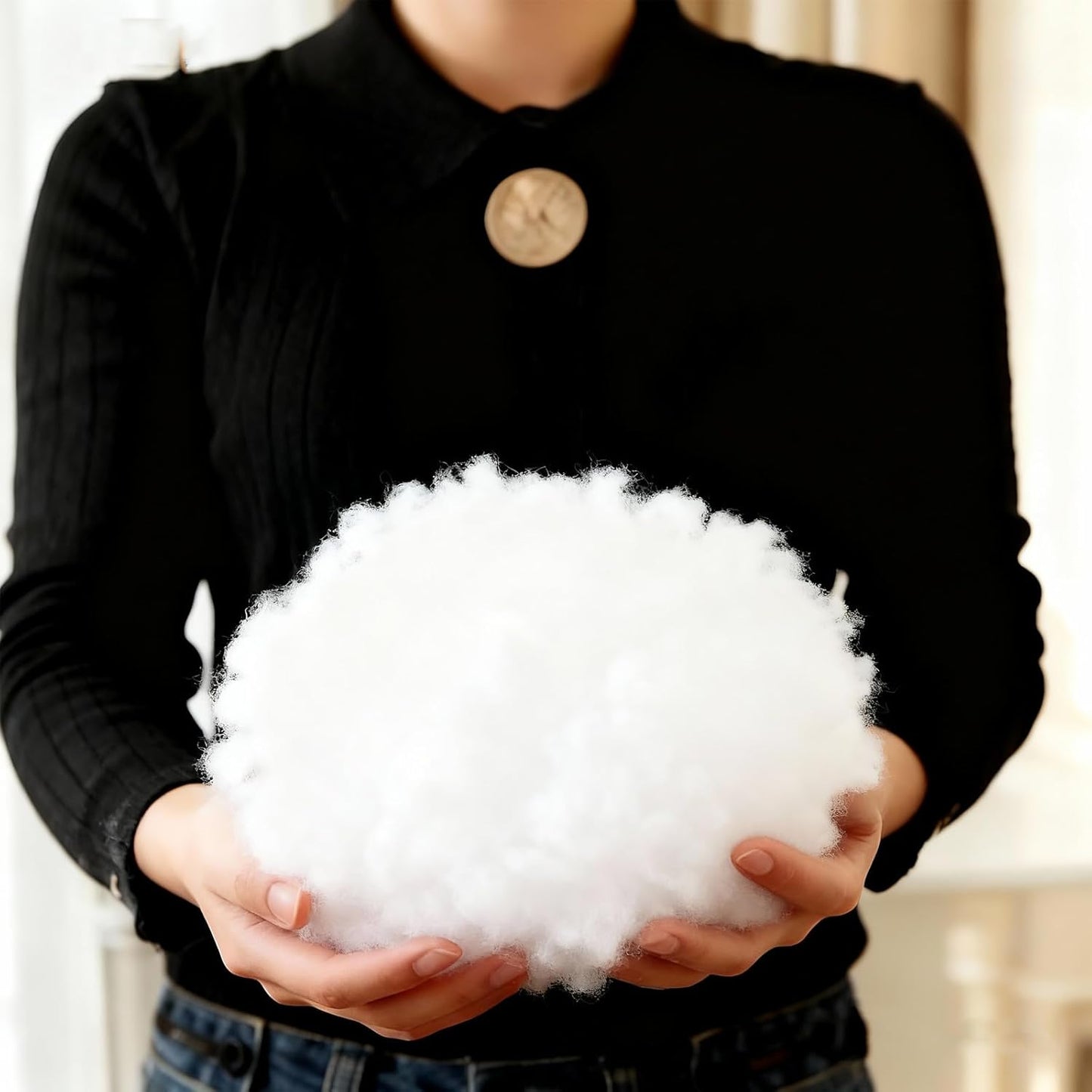 Premium PP Cotton Ottoman Pouf Insert Pouf Stuffing round Bean Bag Filler & Footstool Stuffing 20X20×14 Inch Round