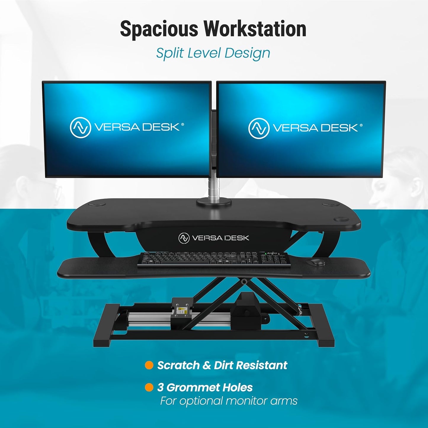 VRSADESK Powerpro™ Electric Standing Desk Converter - Height Adjustable Desk Riser with Keyboard Tray & USB Hub - Holds 80 Lbs - Ergonomic Sit Stand Workstation for Home & Office | Maple (40” X 24”)
