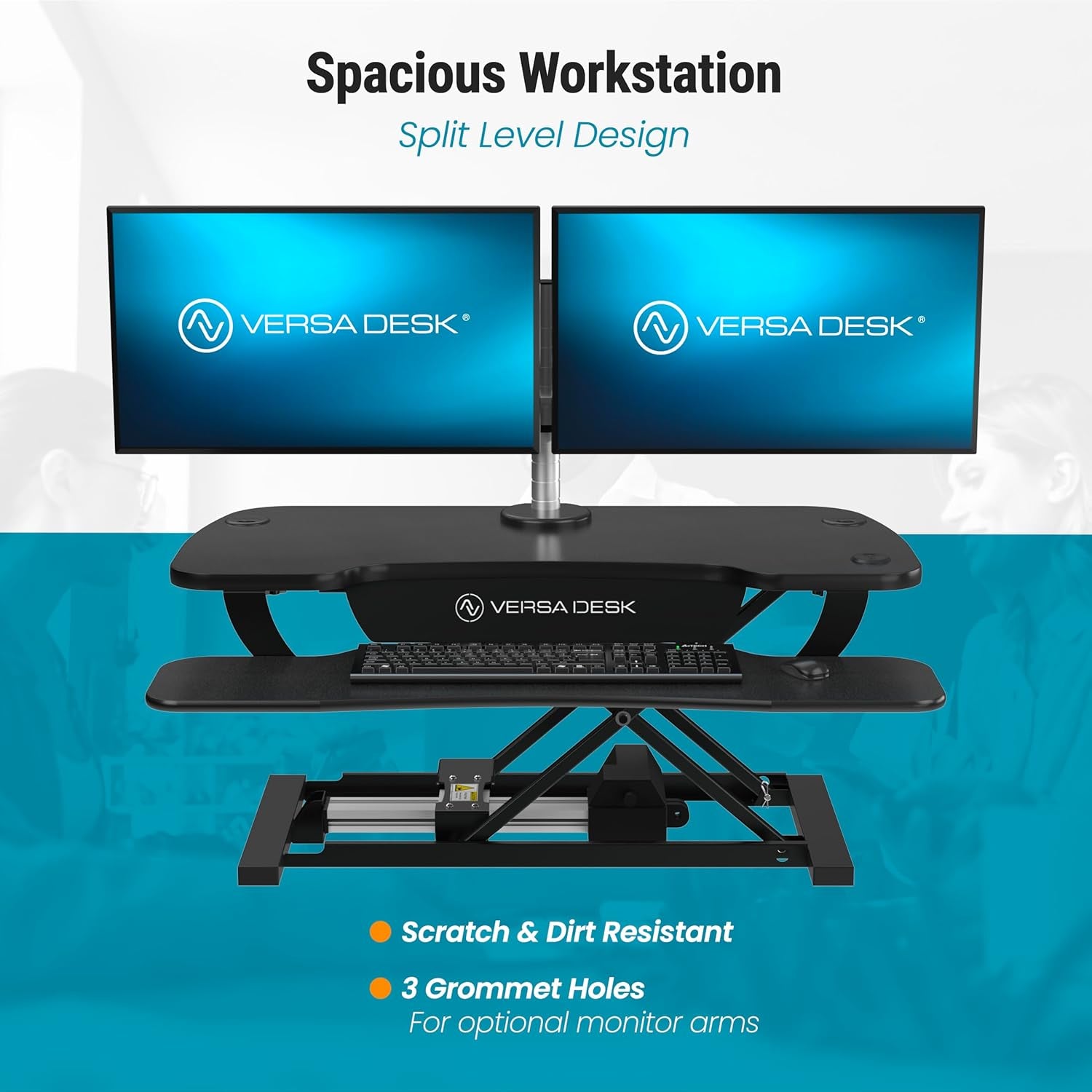 VRSADESK Powerpro™ Electric Standing Desk Converter - Height Adjustable Desk Riser with Keyboard Tray & USB Hub - Holds 80 Lbs - Ergonomic Sit Stand Workstation for Home & Office | Maple (40” X 24”)