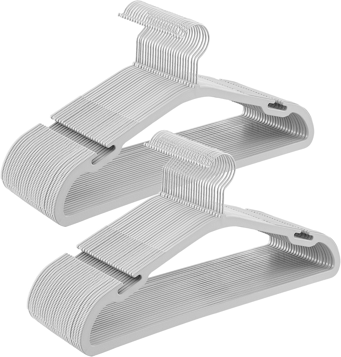 Clothes Hangers 50 Pack, Heavy-Duty Plastic Hangers, Coat Hangers with Wide Shoulder Notches, Pant Bar, 360° Swivel Hook, Space-Saving, 16.4 Inches, for Closet, Ink Black UCRP060B01