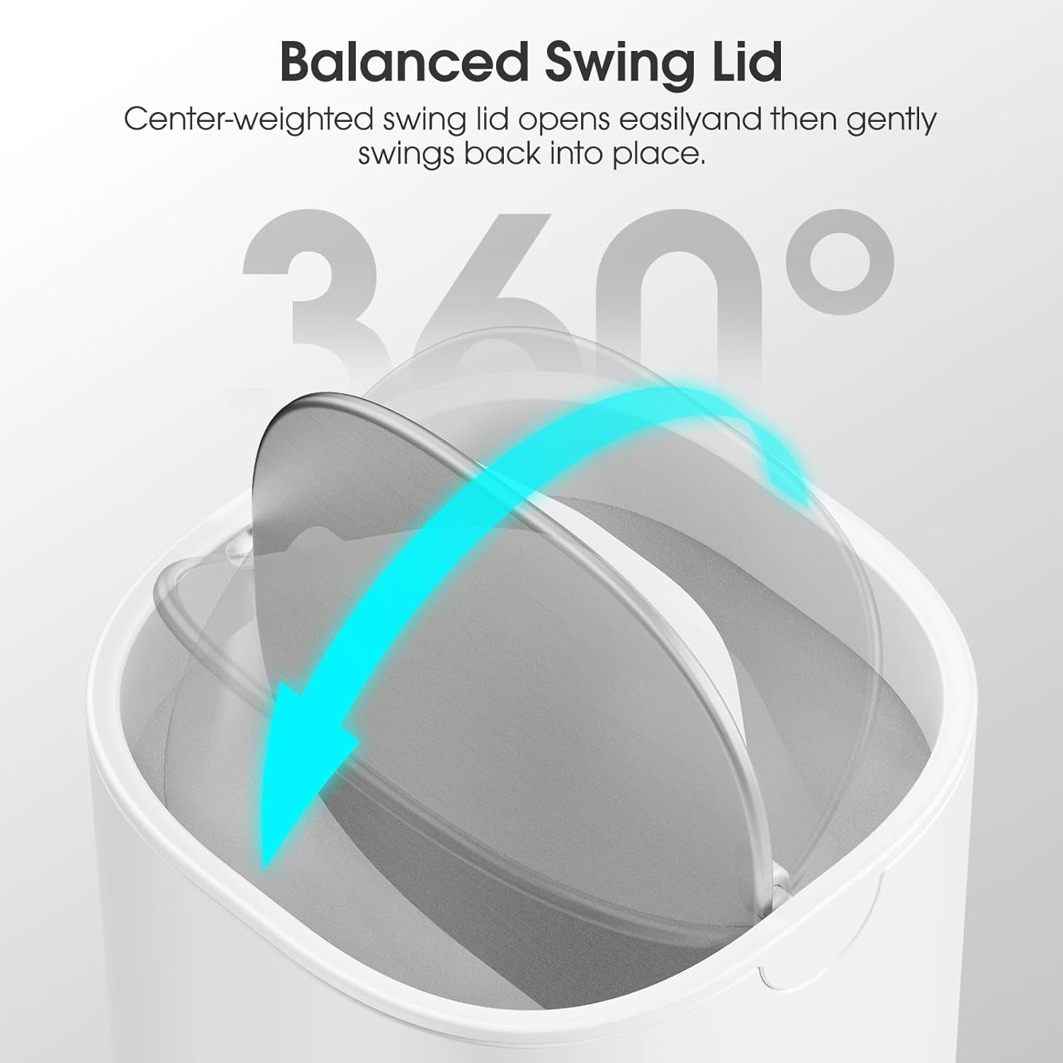 Mini Desktop Trash Can with Swing-Top Lid, 0.4 Gal/1.5L Tabletop Trash Can, Small Wastebasket for Bathroom Countertop, Vanitie, Coffee Area, or Office (White)