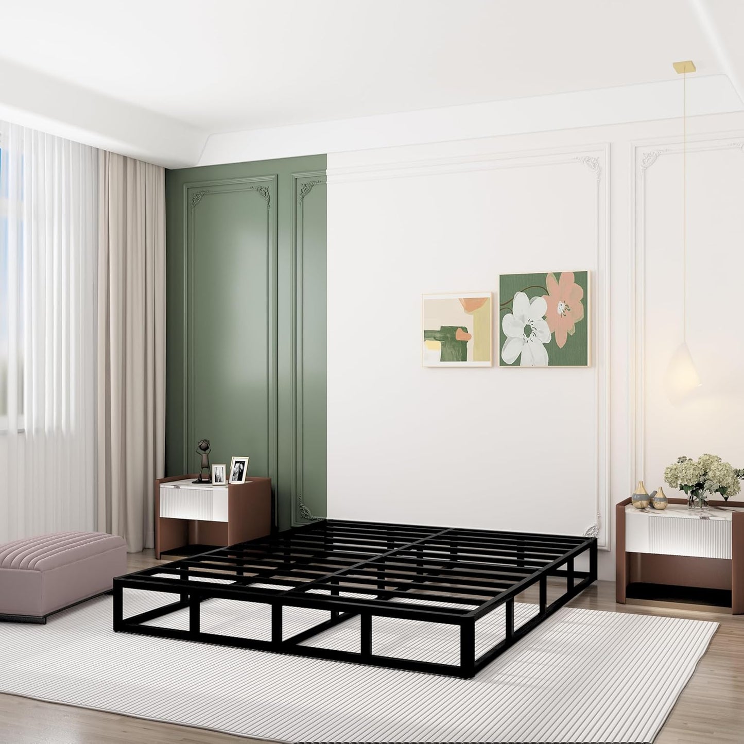 9 Inch Box Spring for Queen Bed, Heavy Duty Metal Mattress Foundation, 3000 Lbs Capacity, High Profile, Noise-Free, Easy Assembly with Fabric Cover