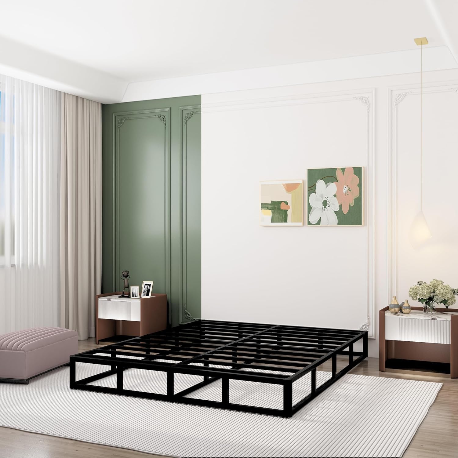 9 Inch Box Spring for Queen Bed, Heavy Duty Metal Mattress Foundation, 3000 Lbs Capacity, High Profile, Noise-Free, Easy Assembly with Fabric Cover