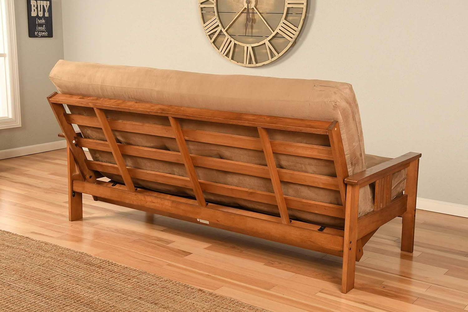 Monterey Futon Set, No Drawers, with Barbados Base and Suede Black Mattress