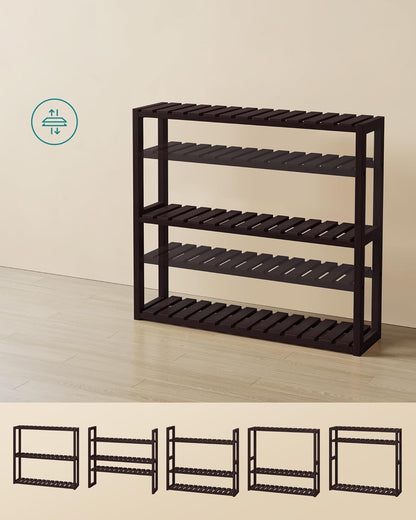 Bamboo Bathroom Shelf, 3-Tier Adjustable Plants Rack, Wall-Mounted or Stand, in the Living Room, Balcony, Kitchen, 5.9 X 23.6 X 21.3 Inches, Brown