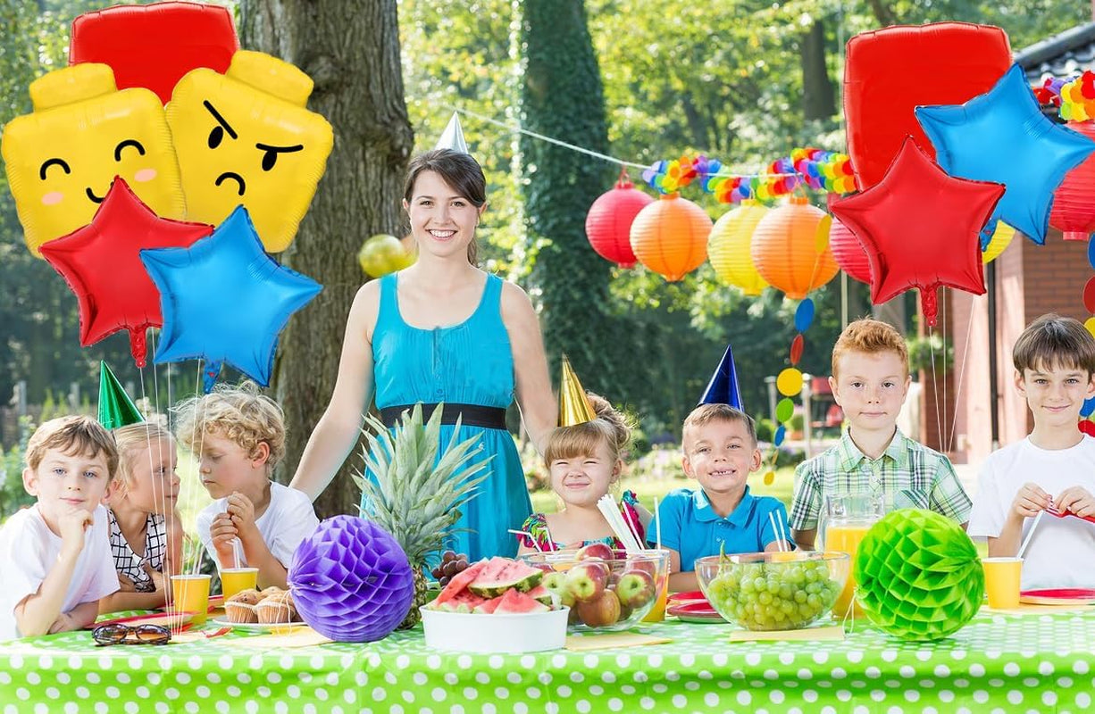 Building Block Balloons Building Blocks Themed Birthday Party Balloons Brick Themed Balloons Building Block Party Balloons for Kids Toddlers Birthday Party Supplies-8Pcs