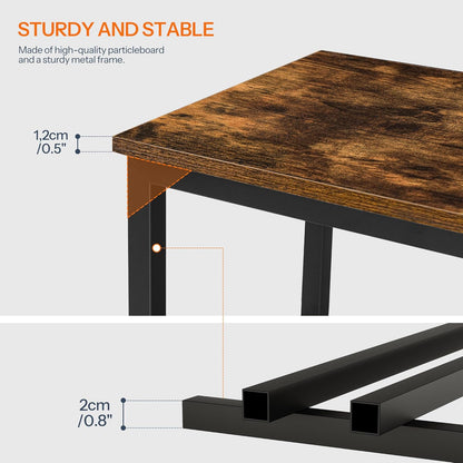End Table with Charging Station, Narrow Side Table with 2 Drawer & USB Ports & Power Outlets, Nightstand for Small Spaces, for Living Room, Bedroom, Rustic Brown and Black BF541BZ01