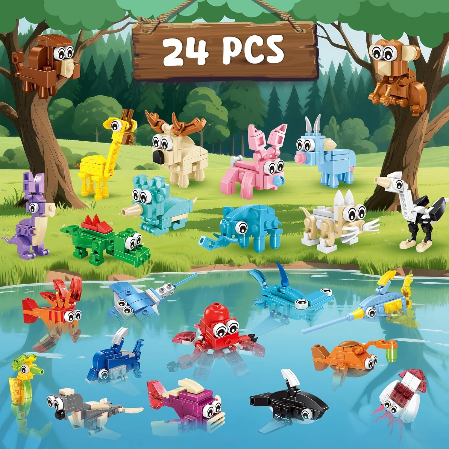 Building Blocks Party Favors with Animal Building Blocks for Kids Birthday Party Supplies
