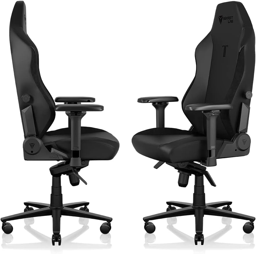 Titan Evo Classic Gaming Chair - Reclining, Ergonomic & Heavy Duty Computer Chair with 4D Armrests, Magnetic Head Pillow & Lumbar Support - Big and Tall 395 Lbs - Black - Leatherette