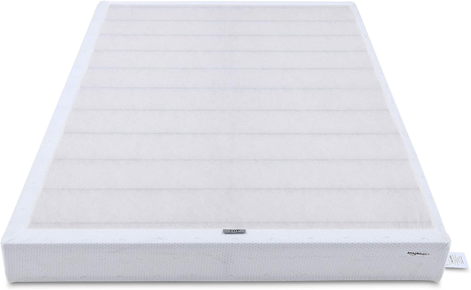 Smart Box Spring Bed Base, 5-Inch Height Mattress Foundation, Tool-Free Easy Assembly, Full, 74"L X 53"W X 5"H, White