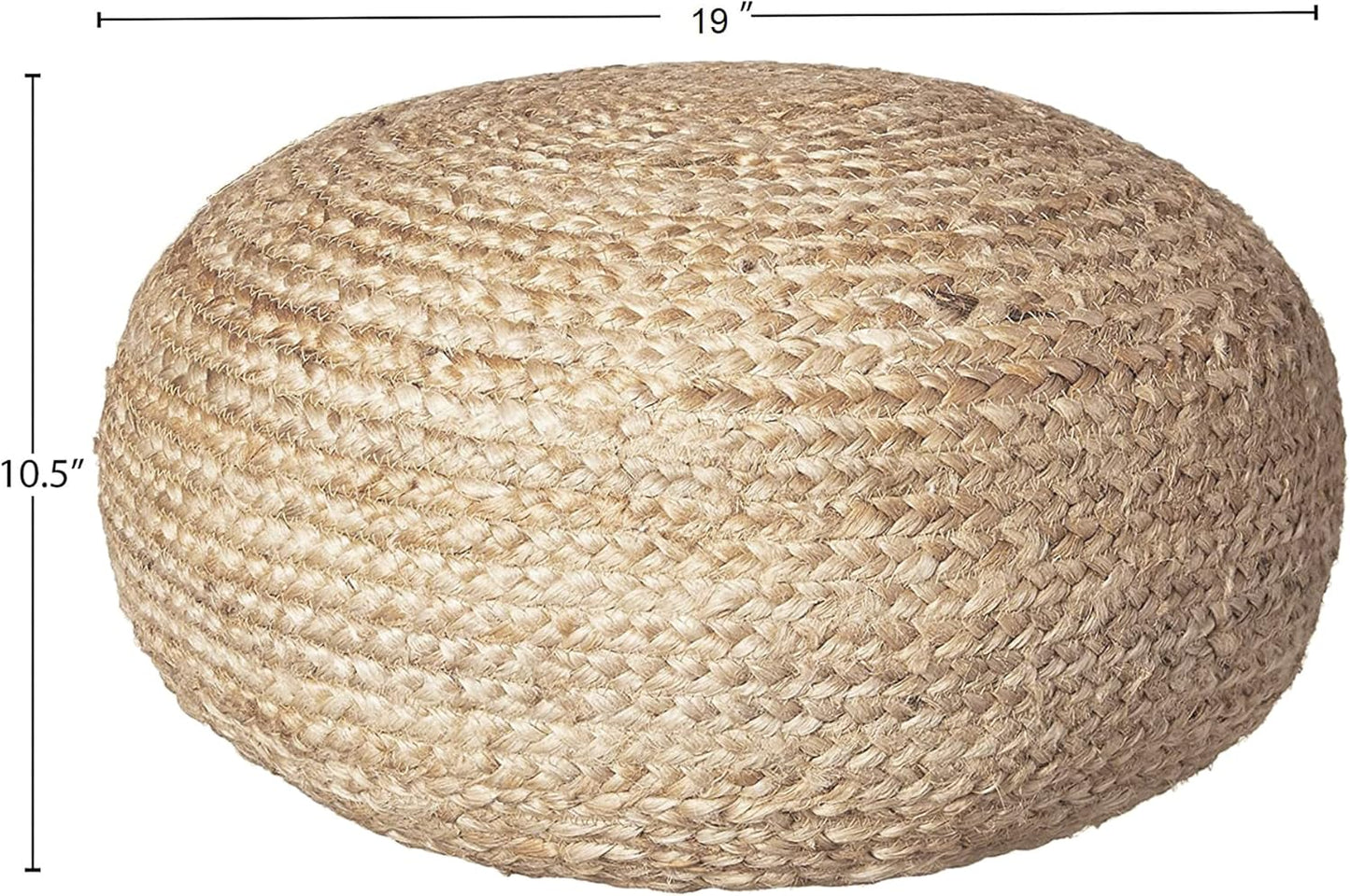 round Pouf Ottoman Footrest, Natural Jute Woven, Boho Pouf, Bohemian Style Casual Seating for Living Room, Bedroom, Patio Decor 19"X 19"X 10.5"