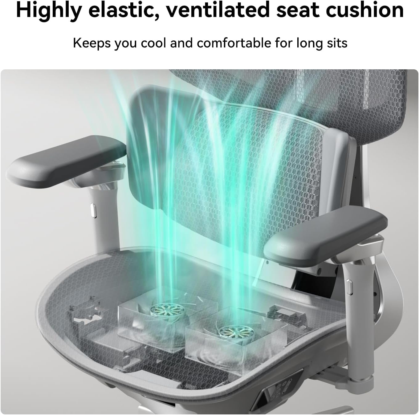 X7 Smart Ergonomic Chair, Office Chair, with Fully Automated Lumbar Tracking, 4D Adjustable Headrest, 720° Adjustable Armrests, Ventilated Seat Cushion, Swivel, Grey