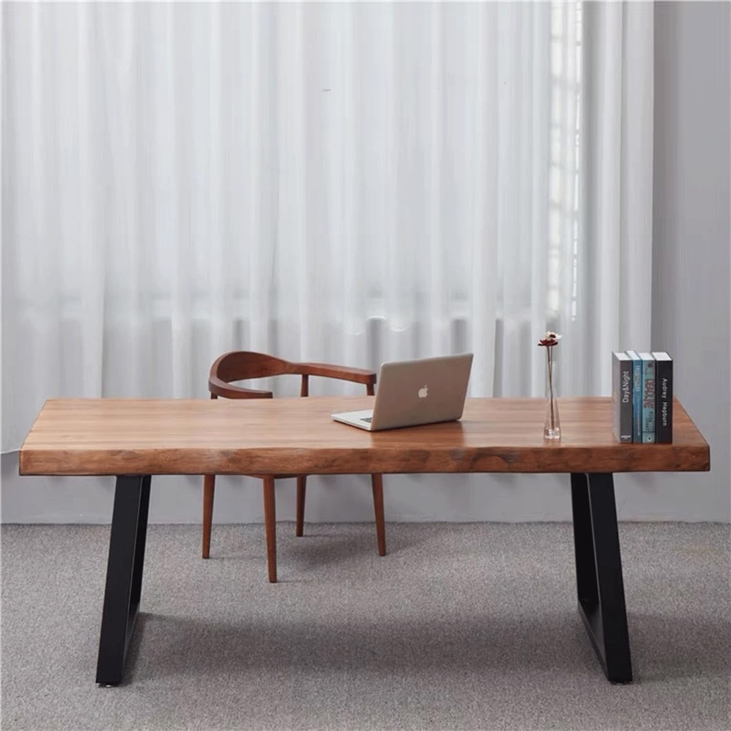 Pine Computer Desk, Modern Solid Wood Home Office Desk, Long Rural Farmhouse Pine Dining Table, Administrative Workstation Computer Desk, Suitable for Living Room and Dining Room (47Inch)