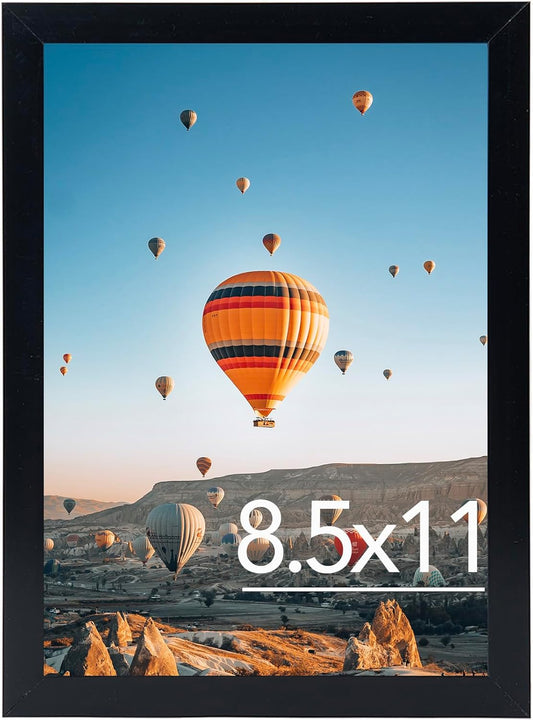 8.5X11 Inch Picture Frame Black for Certificate Poster and Photo, Horizontal and Vertical Formats for Wall Hanging or Tabletop, 8.5X11 Frame with Shatter Resistant Plexiglass, Black