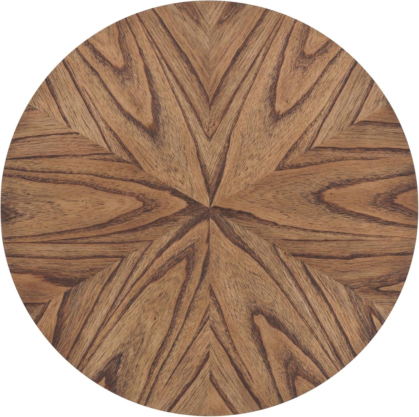 Retro Mid-Century Modern round Wood End Table, Solid Grain Side Table with Lower Shelf, Small Accent Table for Living Room or Nightstand. Nutmeg Brown.