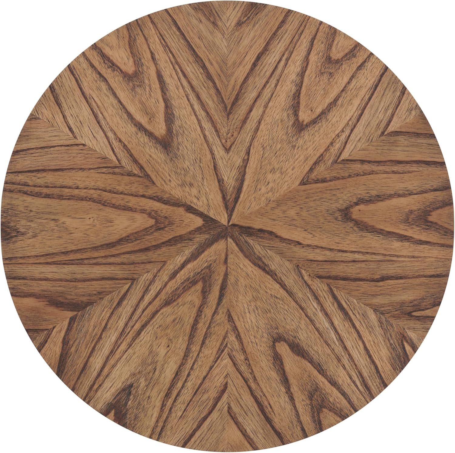 Retro Mid-Century Modern round Wood End Table, Solid Grain Side Table with Lower Shelf, Small Accent Table for Living Room or Nightstand. Nutmeg Brown.