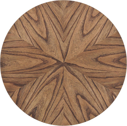 Retro Mid-Century Modern round Wood End Table, Solid Grain Side Table with Lower Shelf, Small Accent Table for Living Room or Nightstand. Nutmeg Brown.
