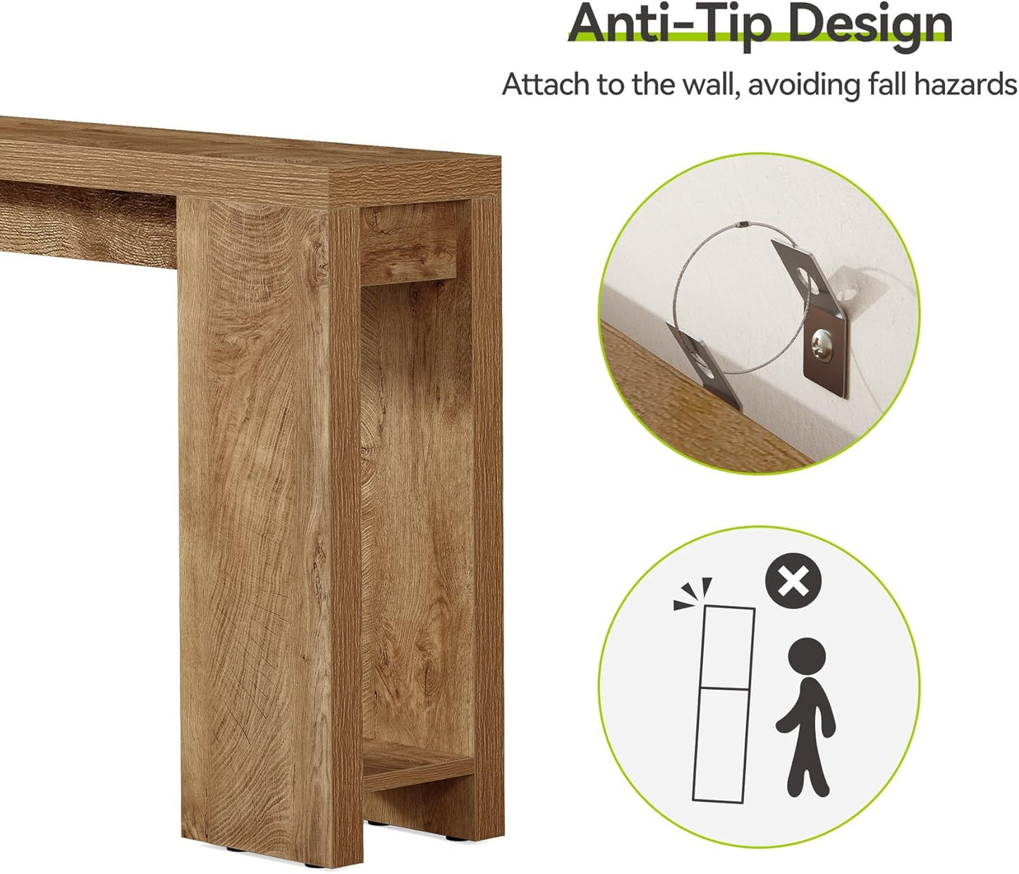 70.9-Inch Long Console Table, Narrow Sofa Table behind the Couch, Farmhouse Console Table for Living Room, Entryway, Hallway