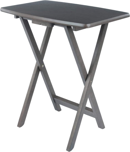 Dorian Oversized Snack Table Set, Oyster Gray (Brown Base) (Replace Color May Vary)., 23.62 X 15.75 X 25.51, 5Pc
