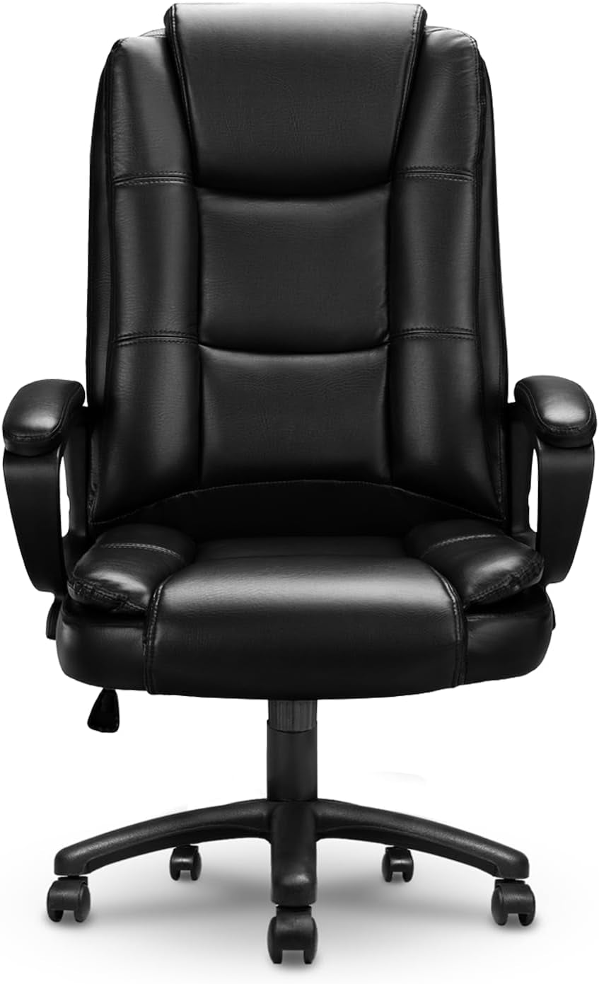 Home Office Chair, 400LBS Big and Tall Computer Chair Heavy Duty Design, Ergonomic High Back Cushion Lumbar Back Support, Adjustable Executive Leather with Armrest
