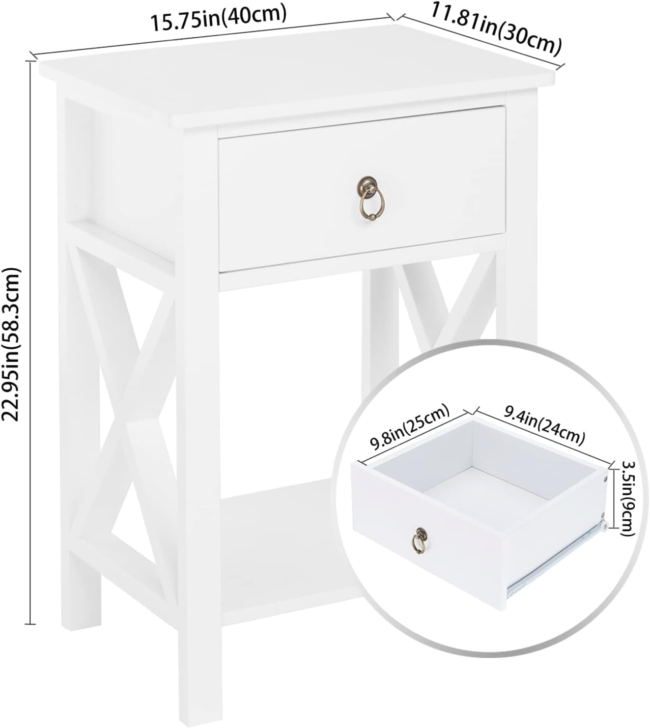 Nightstands Set of 2, Night Stand Set of 2 with Drawer, Small White Farmhouse Nightstand Bedroom, End Table/Bed Side/White Side Table for Small Spaces, Kids Room, Living Room