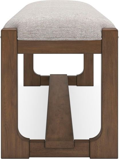 Cabalynn Farmhouse Upholstered 63" Dining Bench, Beige & Light Brown