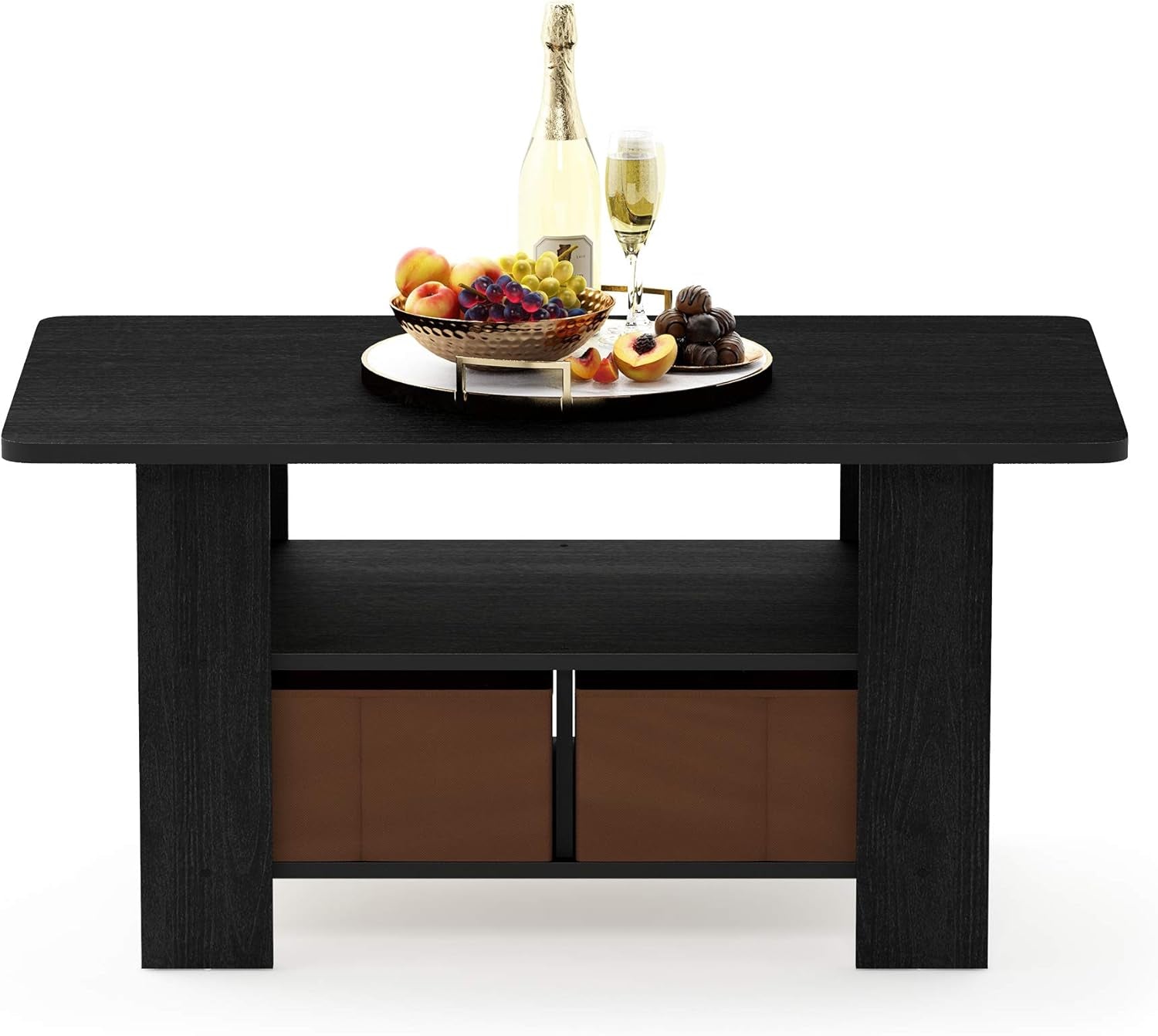 Andrey Coffee Table with Bin Drawer, Americano/Medium Brown, Small Non-Lift Top