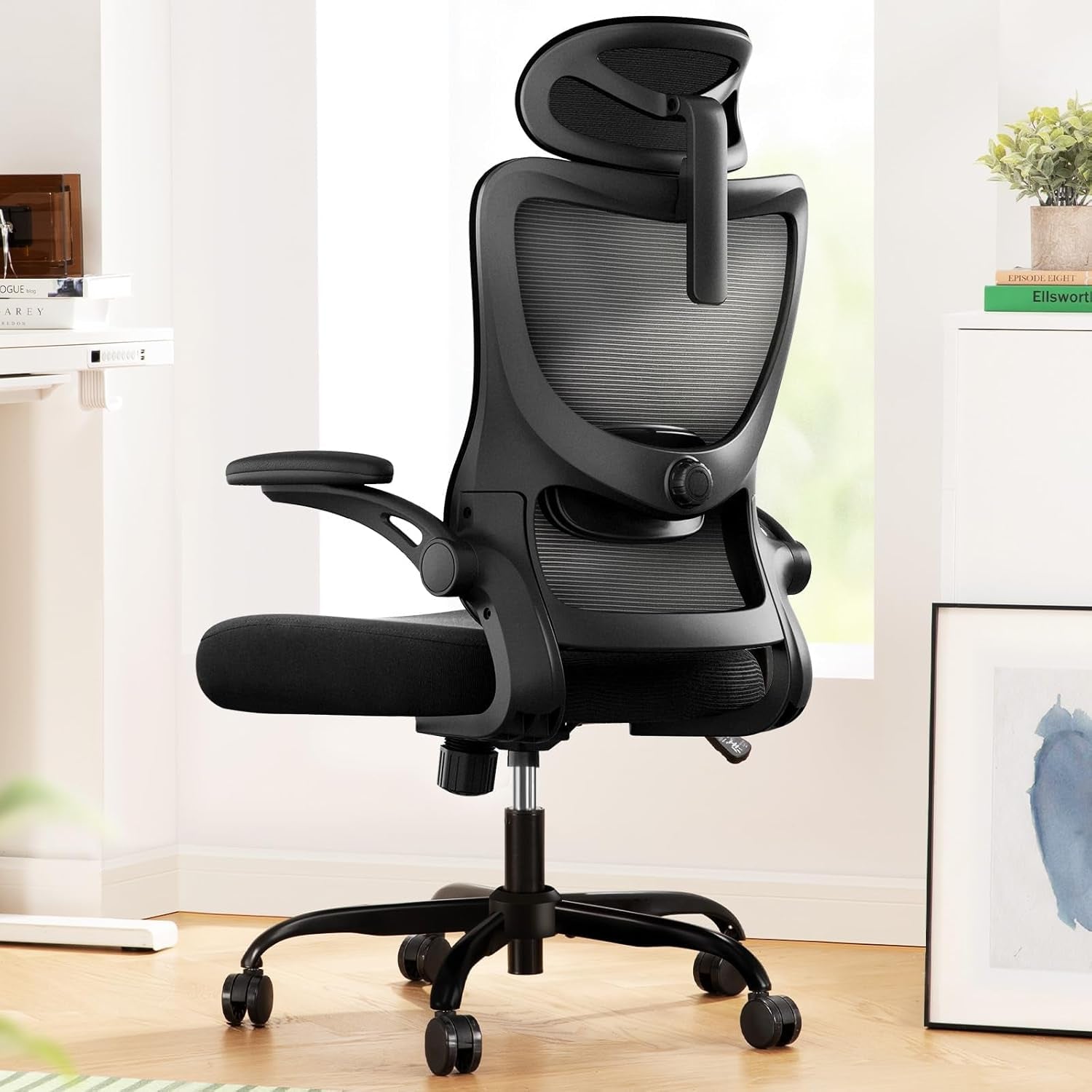 Ergonomic Office Chair: Office Desk Chair with High Back Mesh and Adjustable Lumbar Support Rolling Work Swivel Task Chairs with Wheel 3D Armrests and Headrest