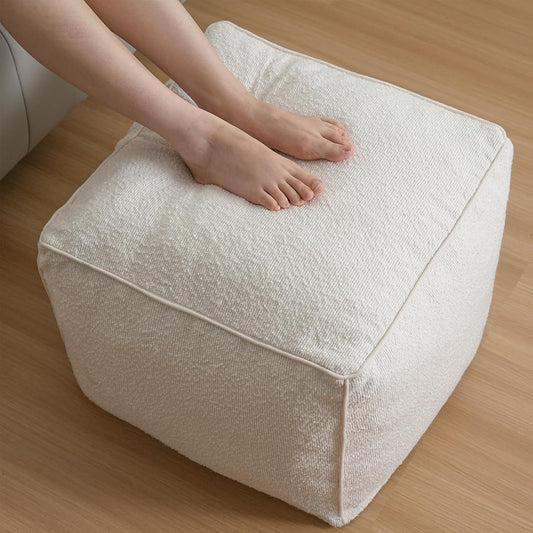 Pouf Ottoman Stuffed Modern Foam Filled Foot Rest Poufs for Living Room Chair Decorative 20 X 15 Inches Boho Relax Stool Floor Poufs Foot Rest for Living Room,Beige