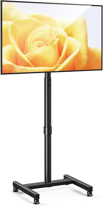 TV Floor Stand for 13-43 Inch Flat/Curved Tvs up to 44 Lbs, 8 Level Height Adjustable Monitor Floor TV Stand with VESA 200X200, Portable TV Mount Stand for Living Room, Bedroom, Office
