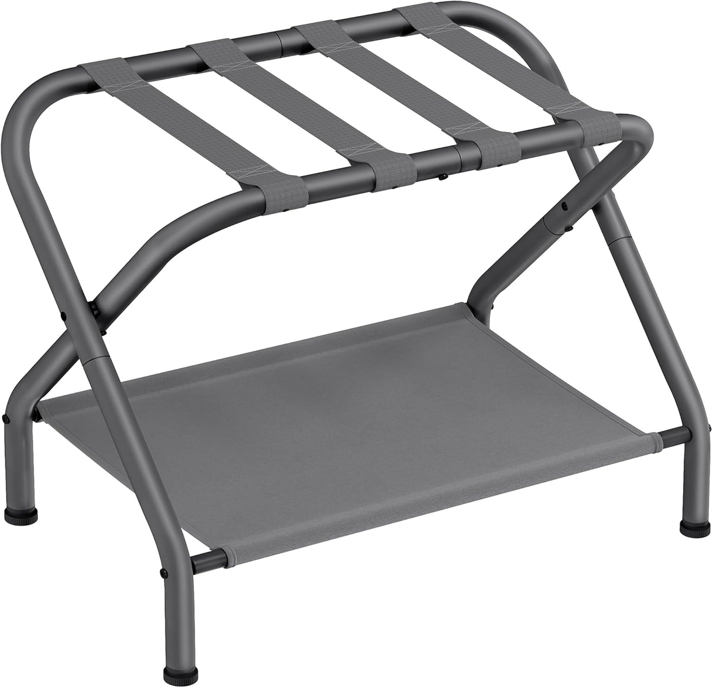Luggage Racks, Set of 2, Suitcase Stand with Fabric Storage Shelf, for Guest Room, Bedroom, Hotel, Foldable, Holds up to 110 Lb, 27.2 X 15 X 20.5 Inches, Slate Gray URLR002G02