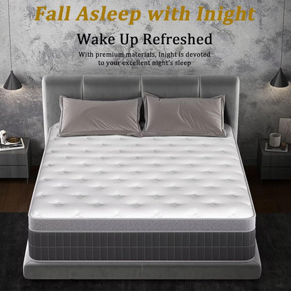 Twin Mattress 10 Inch, Individual Wrapped Pocket Springs Zoned Hybrid Mattress with Gel Memory Foam, Ergonomic Pressure Relief, Enhanced Edge Support, Breathable Comfort Night, 365-Night Trial