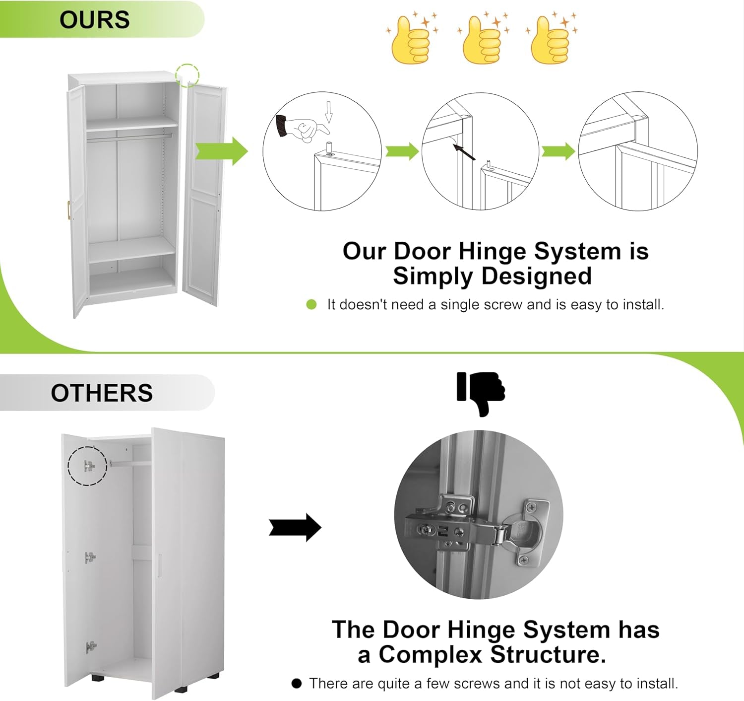 Armoire Wardrobe Closet with Doors, 71'' Wardrobe Cabinet with Hanging Rod, Metal Closet with 2 Adjustable Shelves for Bedroom School, Employee, Gym, Armarios De Ropa Para Dormitorio, White