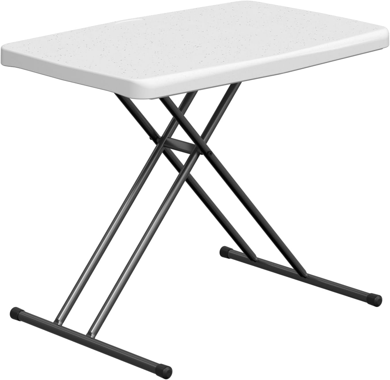 Folding Table 30 Inch - Small Desk Adjustable Height TV Tray for Laptop, Couch, Camping - Heavy Duty Utility Foldable Table for Small Spaces, No Assembly Required, White Granite