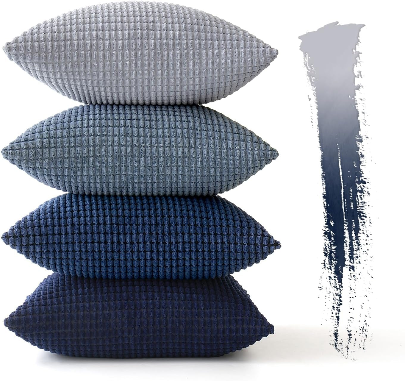 Blue Decorative Pillow Covers 20X20 Inch Set of 4 Boho Western Farmhouse Home Decor Couch Throw Pillows Summer Coastal Corduroy Couch Pillowcases Industrial for Sofa Living Room Bed