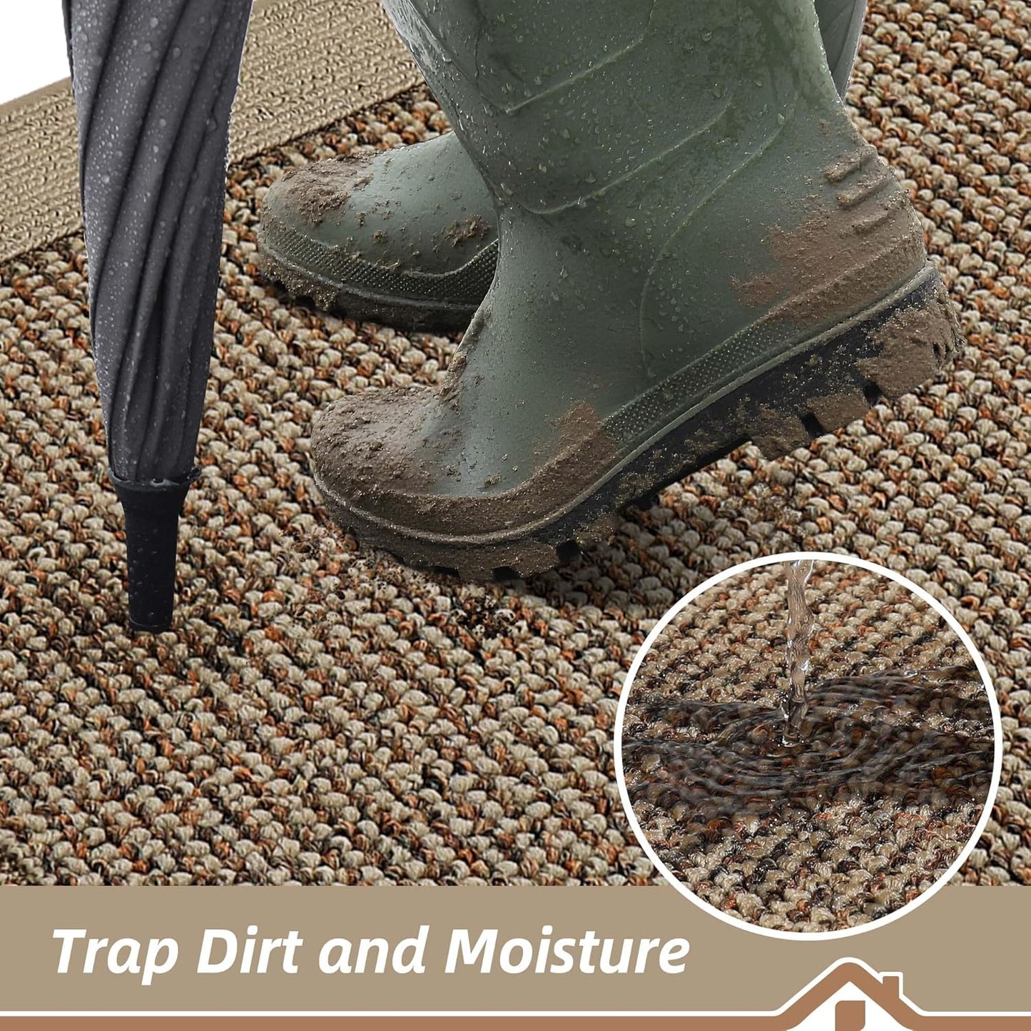 Indoor Door Mat 32" X 48", Dirt Trapper Door Mats Non-Slip Entryway Rugs Washable, Resist Dirt Absorbent Welcome Mat, Low Profile Floor Mats for Front Back Door and Entryway, Taupe