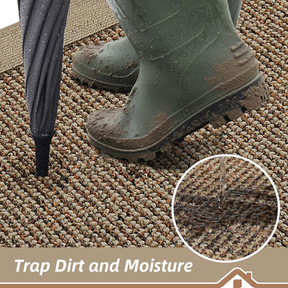 Indoor Door Mat 32" X 48", Dirt Trapper Door Mats Non-Slip Entryway Rugs Washable, Resist Dirt Absorbent Welcome Mat, Low Profile Floor Mats for Front Back Door and Entryway, Taupe