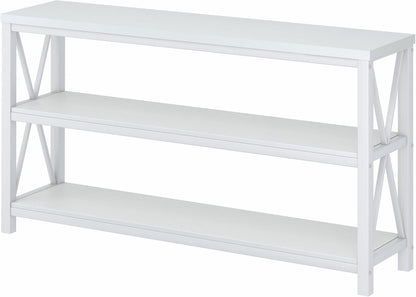 Console Table for Entryway, Long Sofa Table with 3 Tier Shelves, Modern White Hallway Tables for Living Room (55 Inch, White Oak)