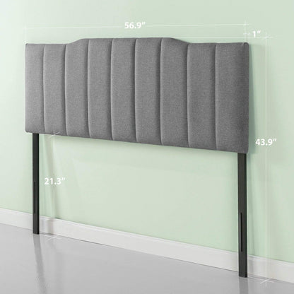Satish Upholstered Headboard, Channel Stitched Upholstery, Easy Assembly, Full, Grey