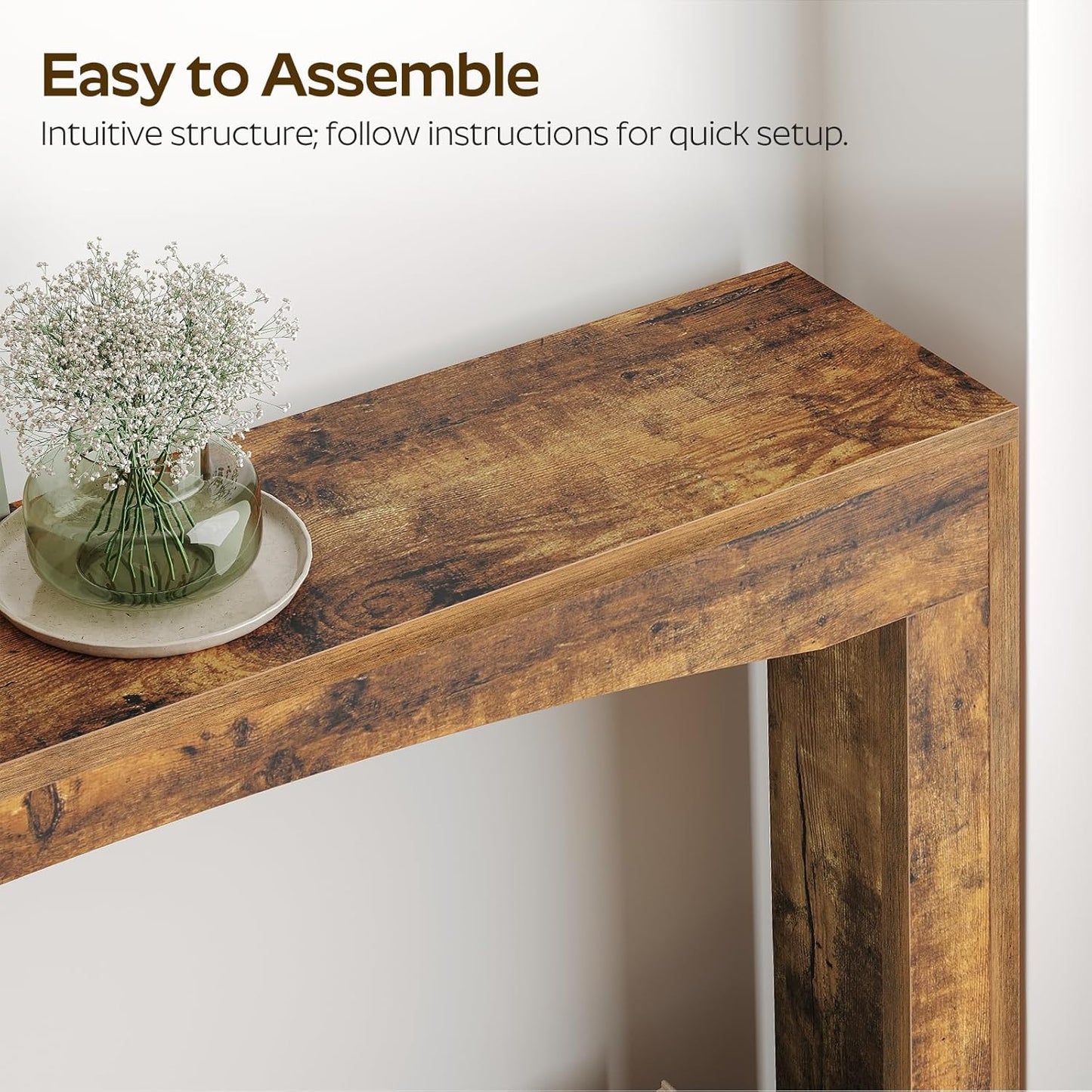 Narrow Console Table, 5.9'' Thin Entryway Table, behind Couch Table for Small Spaces, Small Farmhouse Hallway Table, for Living Room, Hallway, Foyer, Rustic Brown CT19RR