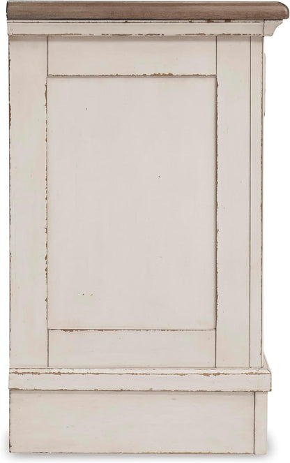 Realyn French Country 3 Drawer Nightstand with Electrical Outlets & USB Ports, 27.75" Tall, Chipped White
