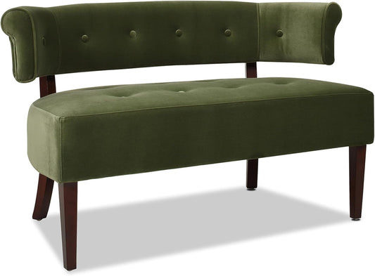 Jared Roll Arm Upholstered Tufted Entryway Bench with Back Settee