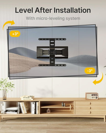 0.77" Ultra Slim TV Wall Mount for 37-75 Inch Tvs, Thin Low Profile Full Motion TV Wall Mount with Articulating Dual Arms, 4X Weight Tested, Max VESA 400X400Mm, Fits 16/18" Studs