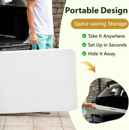Folding Table 6Ft - Heavy Duty Plastic Table with Handle, Foldable & Portable, Fold-In-Half Utility Tables for Outdoor, Dining, Wedding, Events, Indoor, Picnic, Camping, Party (White)