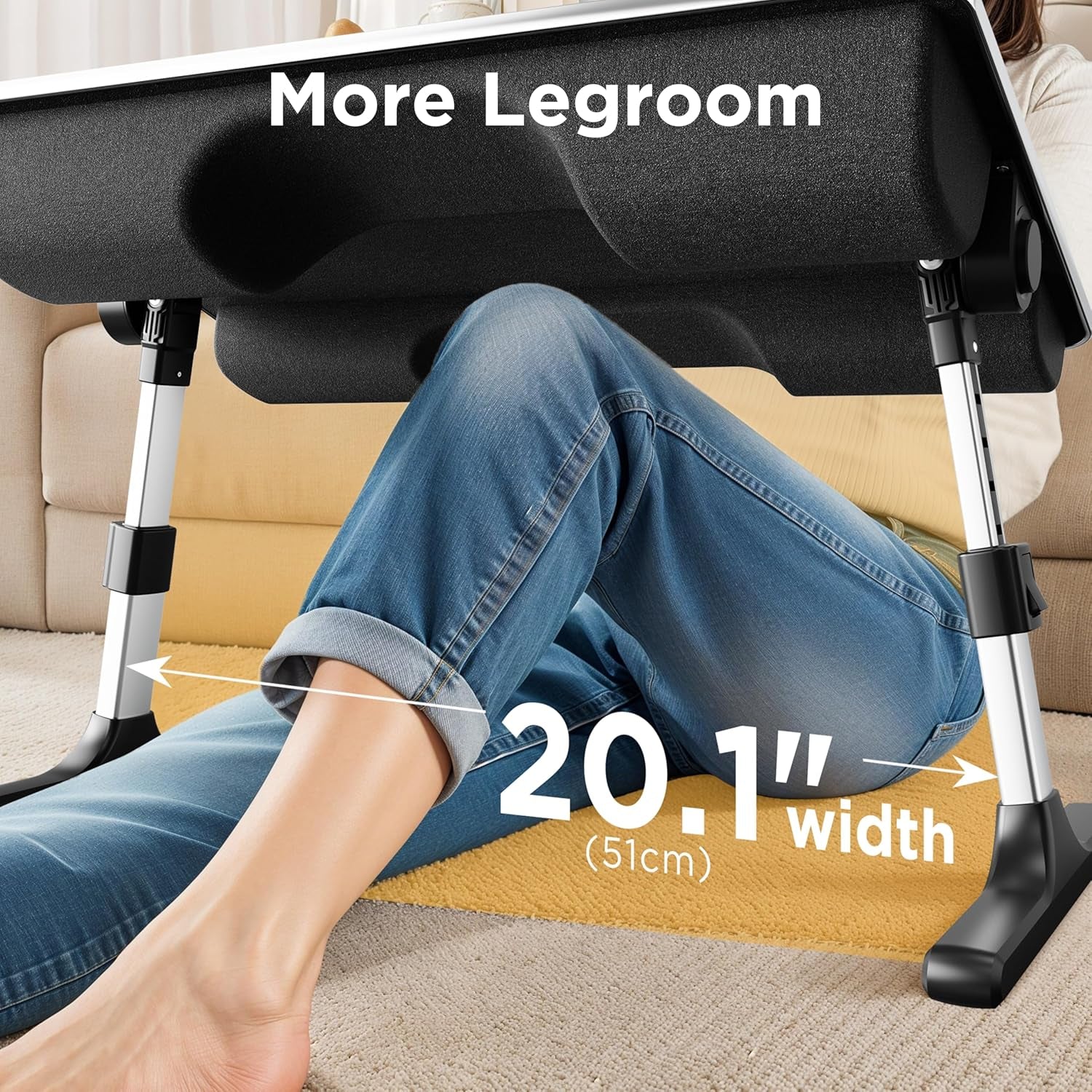 2-In-1 Lap & Bed Desk with Soft Cushions - Adjustable Height & Angle, Foldable Laptop Stand for Bed & Couch - Wrist Rest, Ipad Holder, Stopper & Non-Slip Leather - Bed Table for Adults & Kids